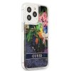 iPhone 13 Pro Case Liquid Glitter Flower Pattern Blue