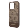 iPhone 14 Pro Case Bottom Stripe Metal Logo Brown