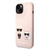 iPhone 14 Case Liquid Silicone Karl & Choupette MagSafe Pink