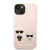 iPhone 14 Case Liquid Silicone Karl & Choupette MagSafe Pink