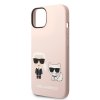 iPhone 14 Case Liquid Silicone Karl & Choupette MagSafe Pink