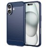 iPhone 16 Case Brushed Carbon fiber texture Blue