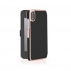 iPhone XR Slim Wallet Mirror Cover Black Rose Gold