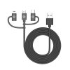 Cable 3in1 Micro-USB/USB-C/Lightning 1m Black