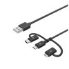 Cable 3in1 Micro-USB/USB-C/Lightning 1m Black