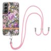 Samsung Galaxy S22 Plus Case Floral Pattern with Strap Purple Peonies