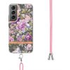 Samsung Galaxy S22 Plus Case Floral Pattern with Strap Purple Peonies