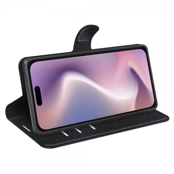 iPhone 16 Cover Litchi Black