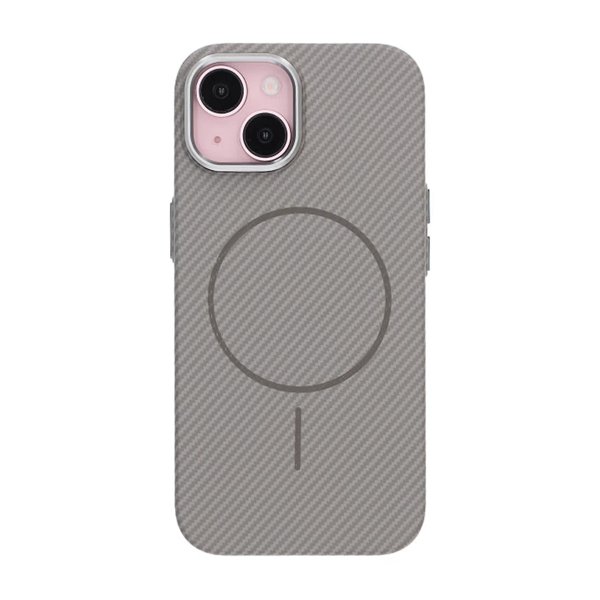 iPhone 15 Case Carbon Fiber Pattern MagSafe Grey