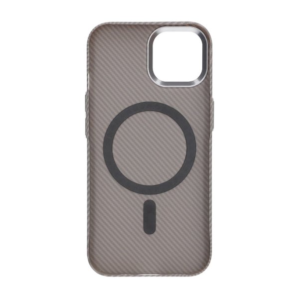 iPhone 15 Case Carbon Fiber Pattern MagSafe Grey
