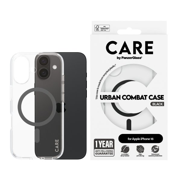 iPhone 16 Case Urban Combat MagSafe Black Transparent