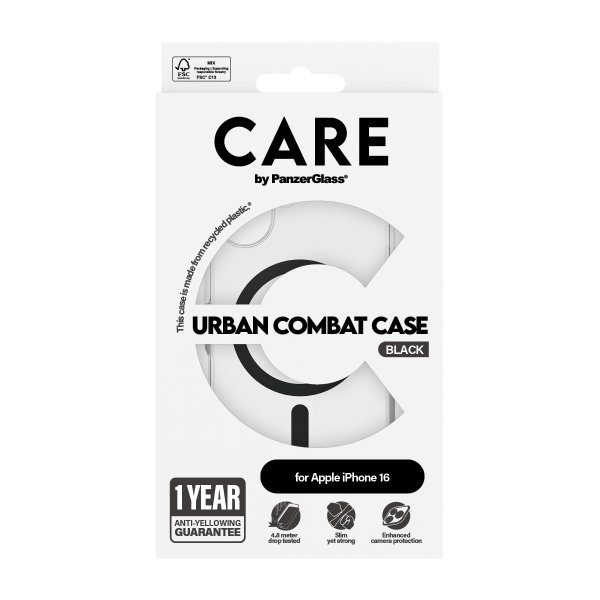 iPhone 16 Case Urban Combat MagSafe Black Transparent