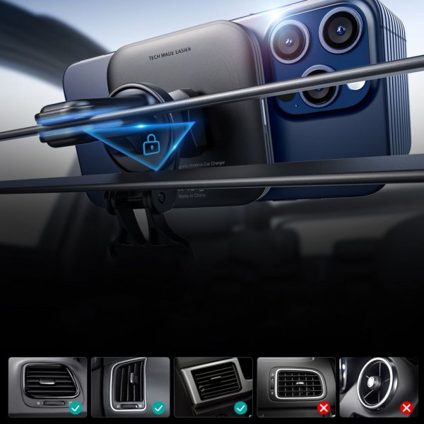 Car holder Qi2 Wireless Car Charger CryoBoost HaloLock Black
