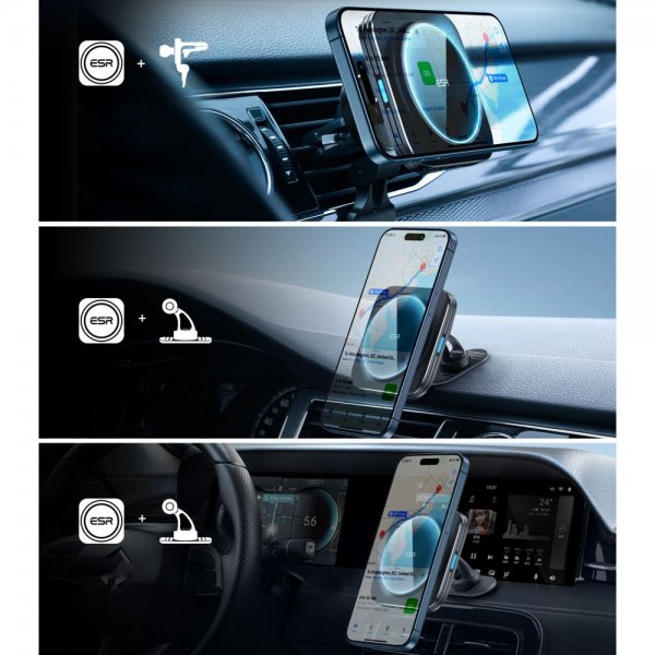Car holder Qi2 Wireless Car Charger CryoBoost HaloLock Black