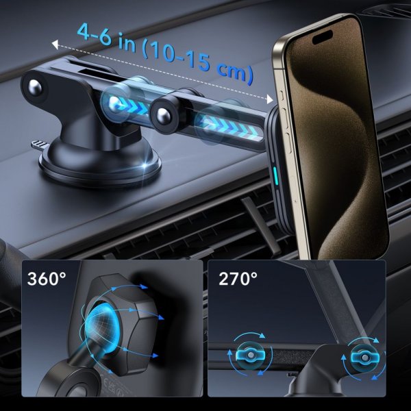 Car holder Qi2 Dashboard Wireless Car Charger HaloLock Black