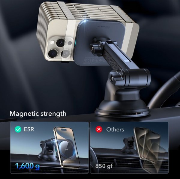 Car holder Qi2 Dashboard Wireless Car Charger HaloLock Black