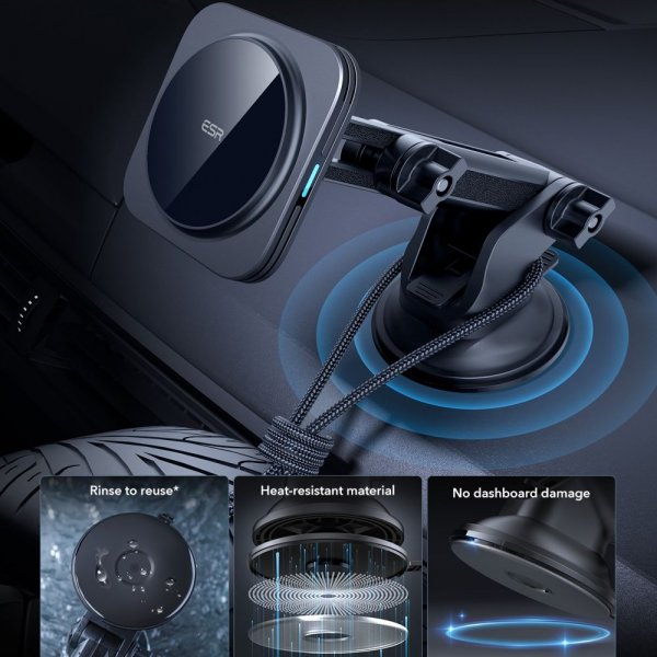 Car holder Qi2 Dashboard Wireless Car Charger HaloLock Black