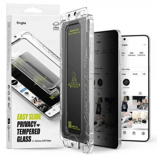 Samsung Galaxy S25 Edge Screen Protector Easy Slide Privacy 2-pack