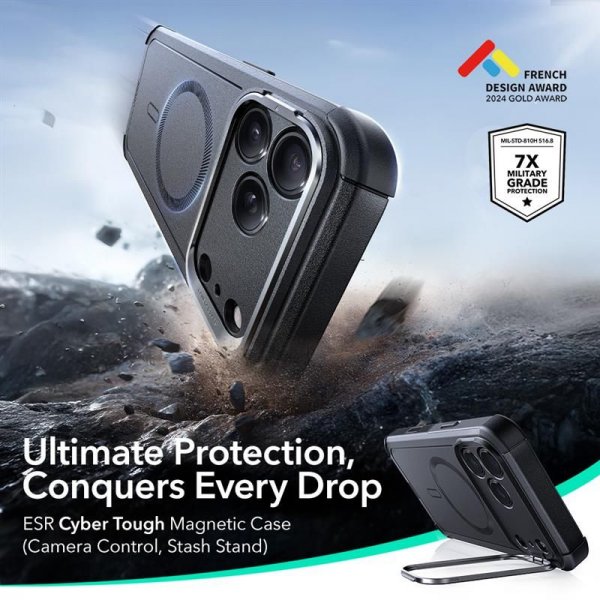 iPhone 17 Pro Case Cyber ​​Tough Kickstand MagSafe Black