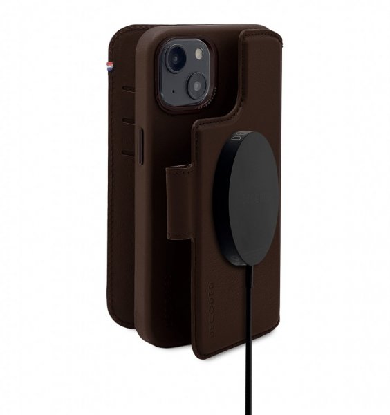 iPhone 14 Plus Cover Leather Detachable Wallet Brown