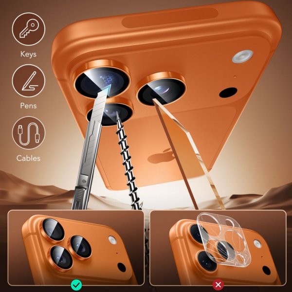 iPhone 14/15/16/17 Pro & Pro Max Camera Protector Armorite Orange