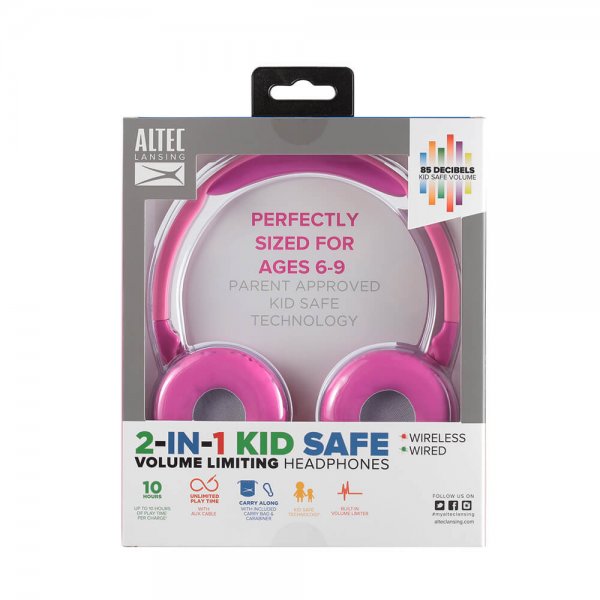 Headphones for Kids Wireless 2in1 On-Ear Pink