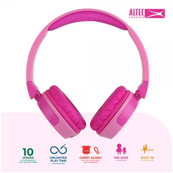 Headphones for Kids Wireless 2in1 On-Ear Pink