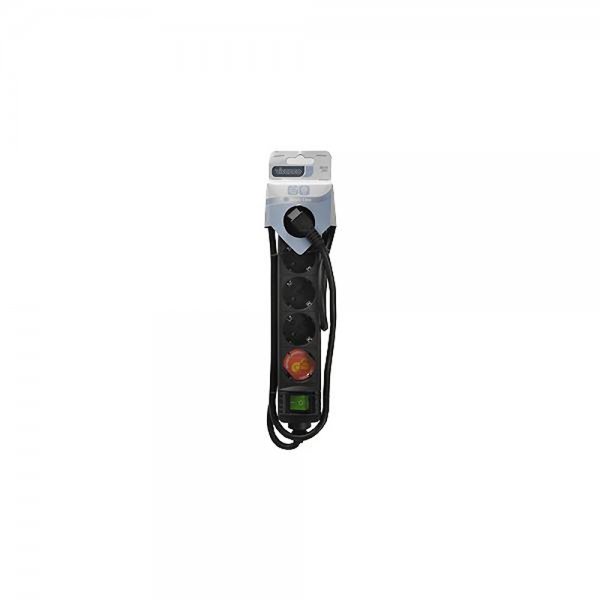 5-way power strip with switch 1.4m Black