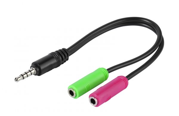 Headset adapter 3.5mm male to 2x3.5mm female
