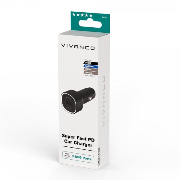 Car charger Super Fast PD 60W USB-A/USB-C Black