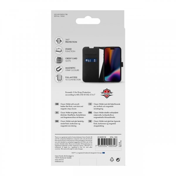 iPhone 17 Cover Classic Wallet Black
