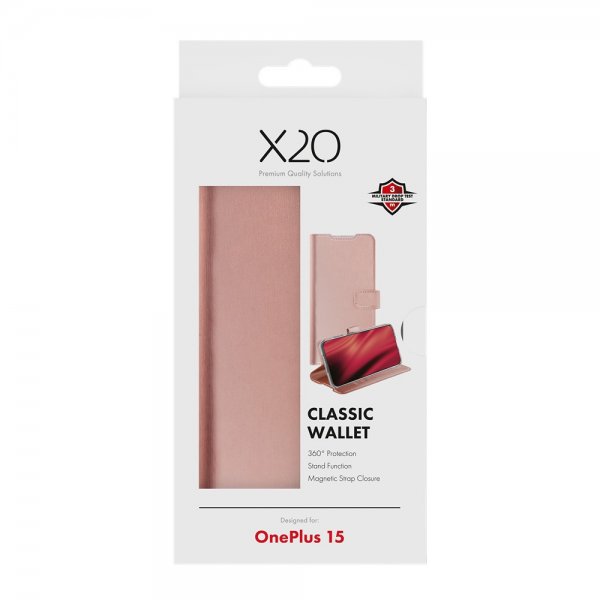 OnePlus 15 Cover Classic Wallet Rose gold