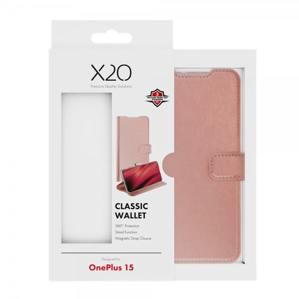 OnePlus 15 Cover Classic Wallet Rose gold