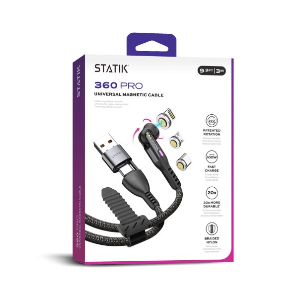 Cable 360 Pro USB-C/LIghtning/Micro-USB 1m Black
