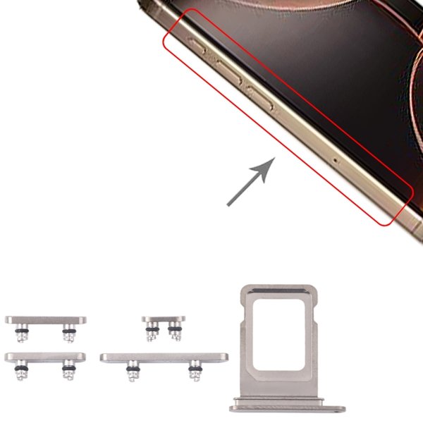 Buttons and SIM card holders for iPhone 16 Pro and 16 Pro Max - Natural Titanium