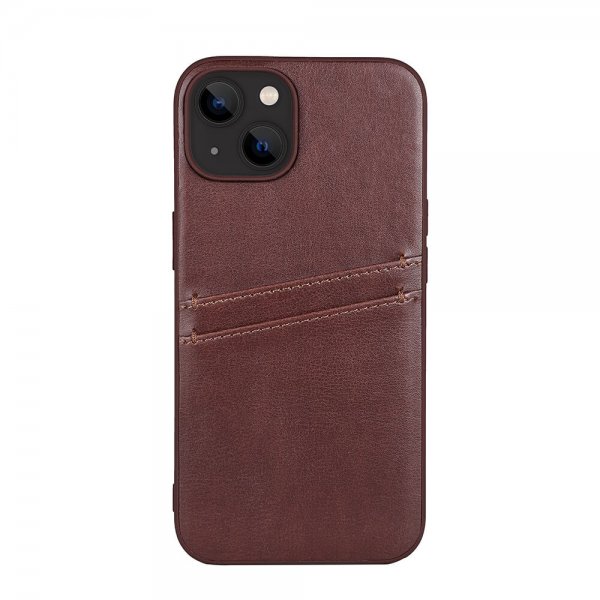 iPhone 13/iPhone 14 Case Backcover with Card Slots Brown
