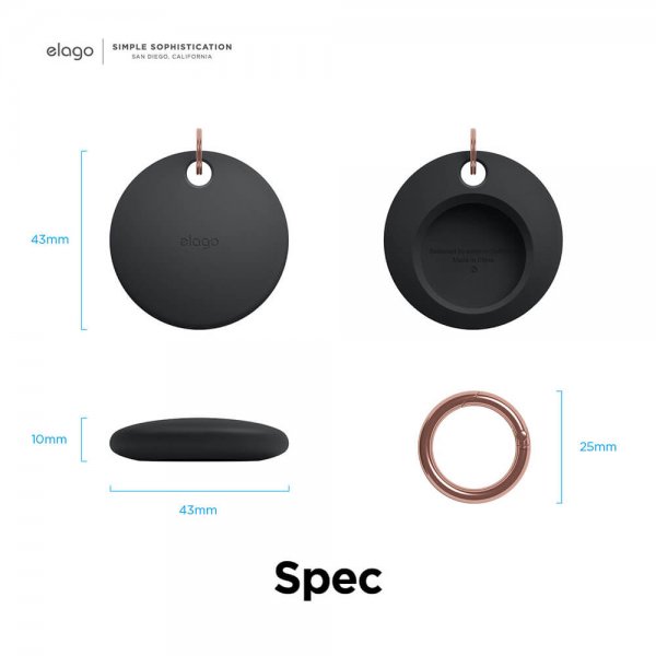 Case with Key Ring for AirTag Black