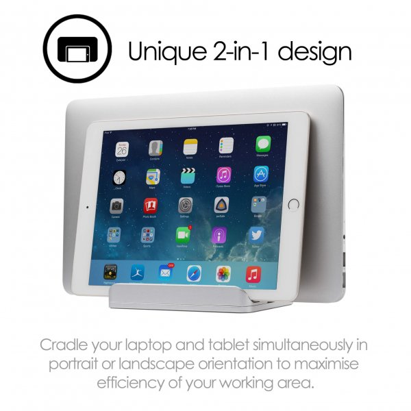 Dual Table Stand for Tablet Mac/Ultrabooks Adjustable Aluminium