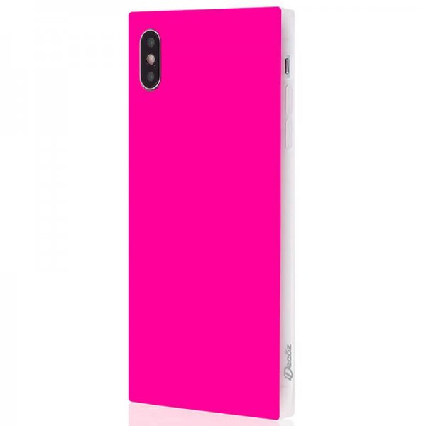 iPhone Xs Max Case Square Case Neon Pink