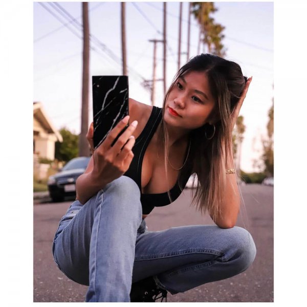 iPhone Xr Case Square Case Marble Black