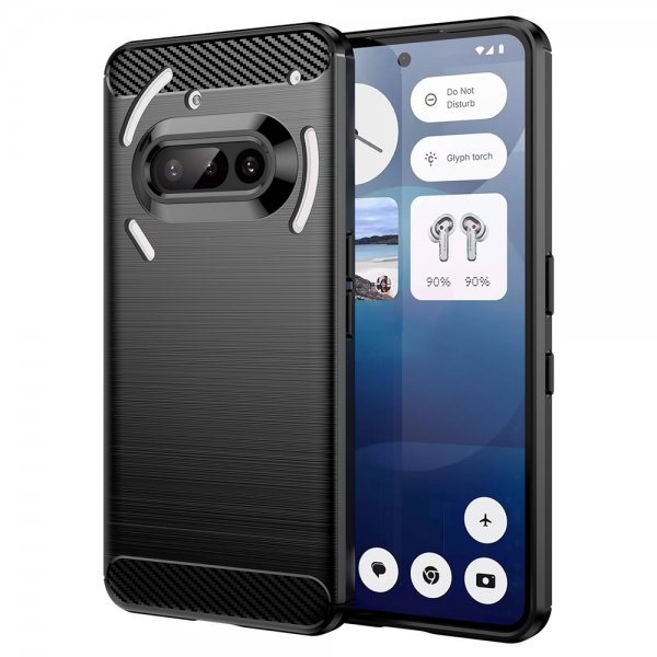Nothing Phone (3a) Case Brushed Carbon fiber texture Black