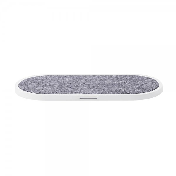 Wireless Dual QI Charger 2x10W White Grey Textile