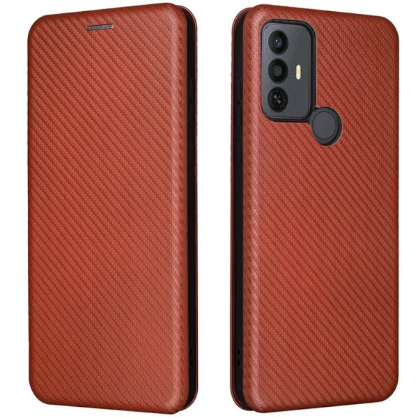 TCL 30E/30 SE/305/306 Cover Carbon Fiber Texture Brown