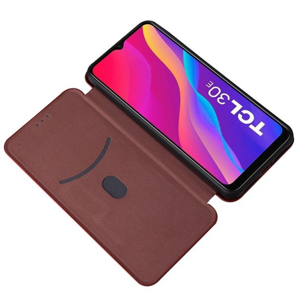 TCL 30E/30 SE/305/306 Cover Carbon Fiber Texture Brown