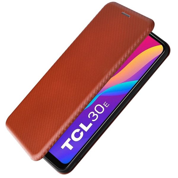 TCL 30E/30 SE/305/306 Cover Carbon Fiber Texture Brown