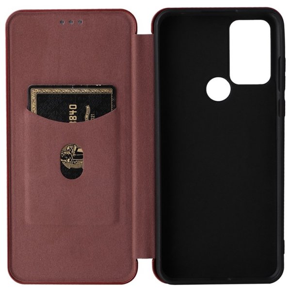 TCL 30E/30 SE/305/306 Cover Carbon Fiber Texture Brown