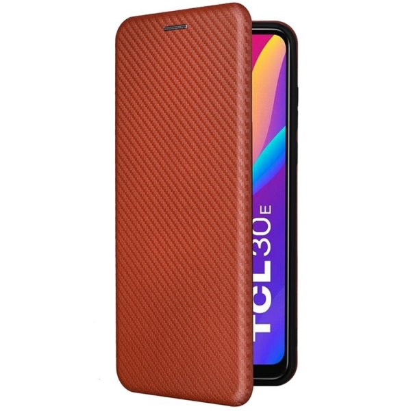 TCL 30E/30 SE/305/306 Cover Carbon Fiber Texture Brown