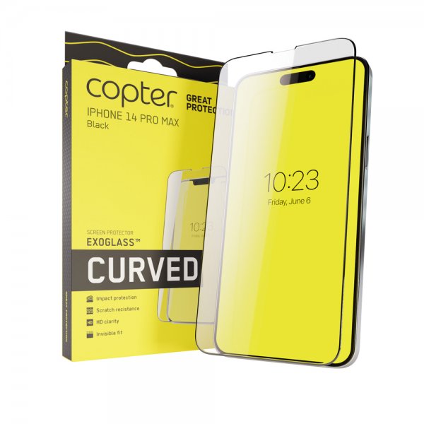 iPhone 14 Pro Max Screen Protector Exoglass Curved Fullglue Black