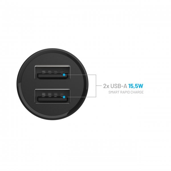 Mini Car charger 2xUSB-A 15W