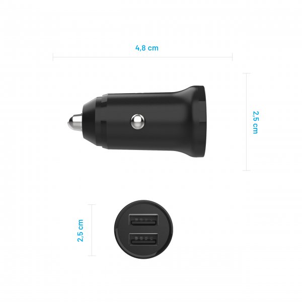 Mini Car charger 2xUSB-A 15W